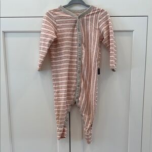 Patagonia Striped Pink and Gray Baby Onesie